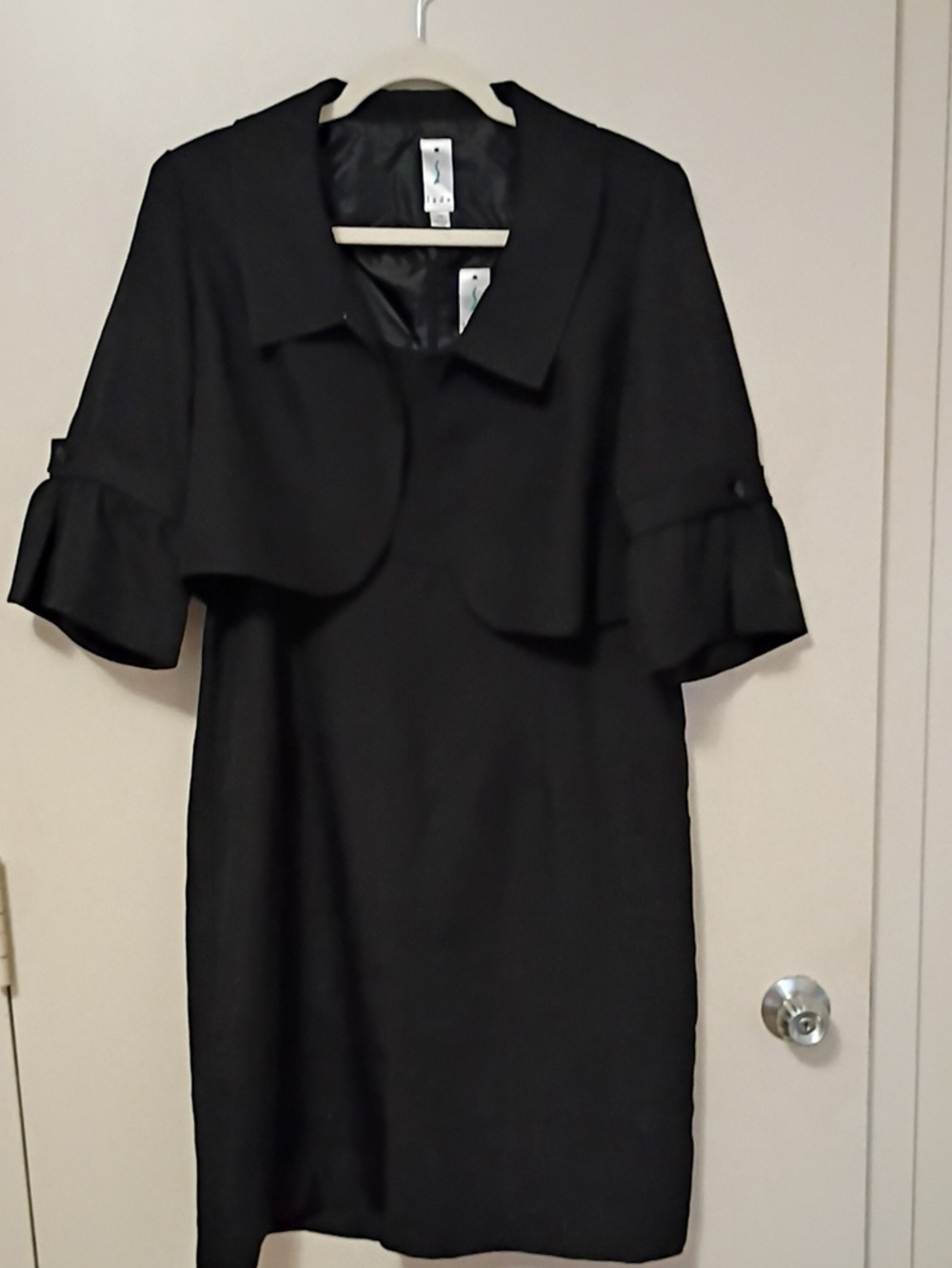 Classic Black Layered Sleeve Dress with Bolero Size 14